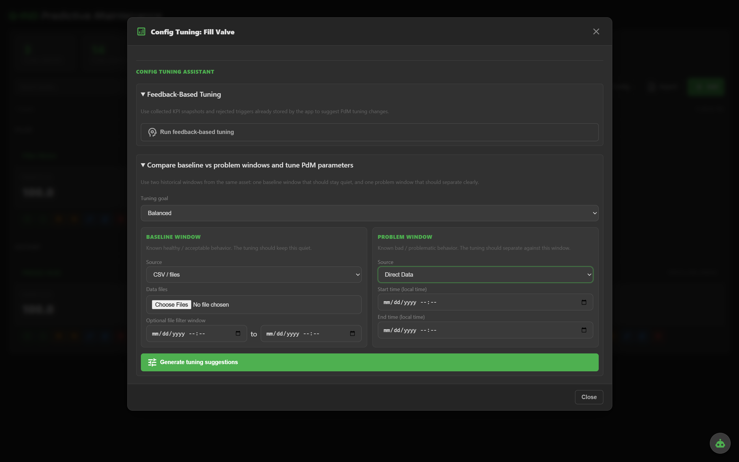 AI-assisted tuning recommendations for thresholds and weights